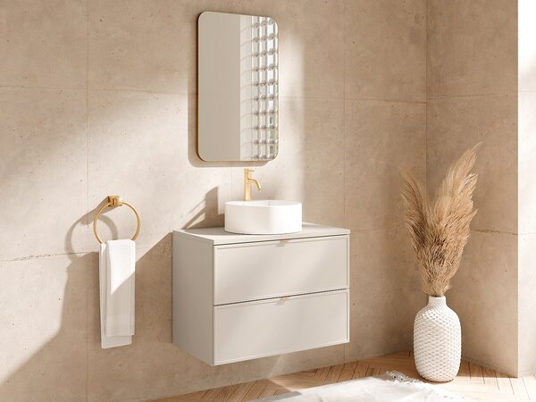 Mobile sotto lavabo sospeso con piano Beige 80 cm - ONDIL