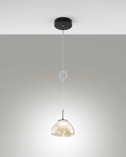 Lucille sospensione cognac 1 luce in vetro a led cct 2700k - 3000k 