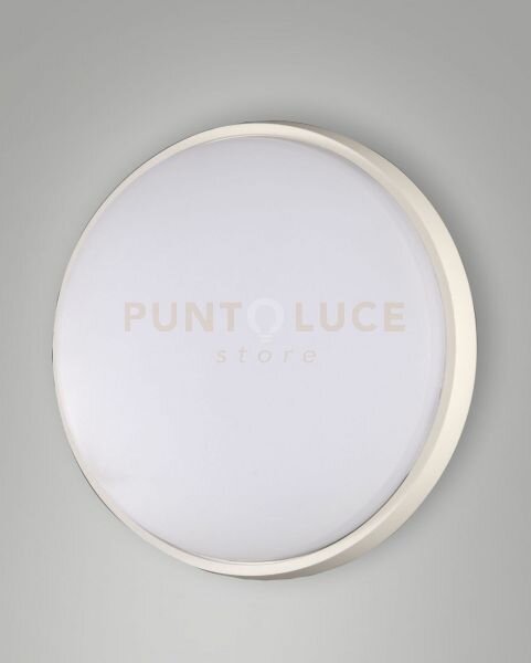Olly plafoniera led 30w 3000k 3220lm bianca d.30cm in alluminio ip54