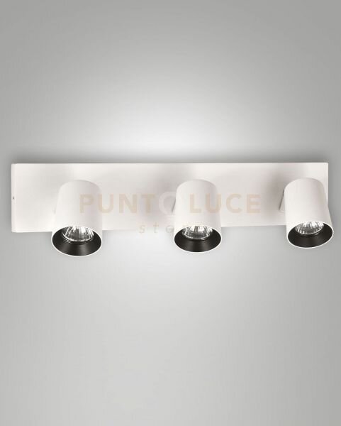 Modo spot bianco 3 luci alluminio spazzolato orientabile attacco 