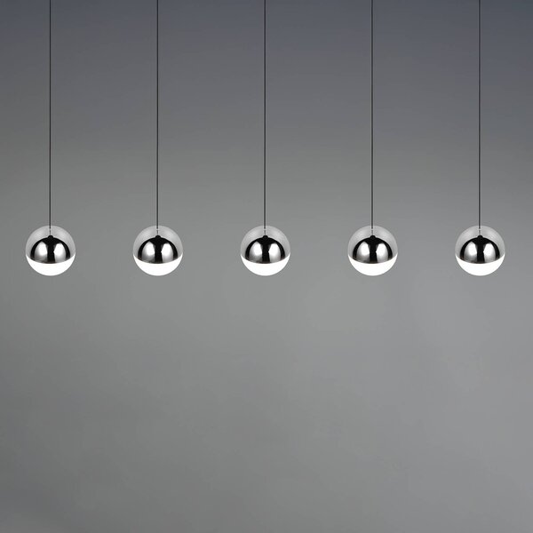Reality Leuchten Lampada a sospensione Senta, Cromo / Argento, Soggiorno / Sala da pranzo, Plastica, Moderno, Lampada a sospensione