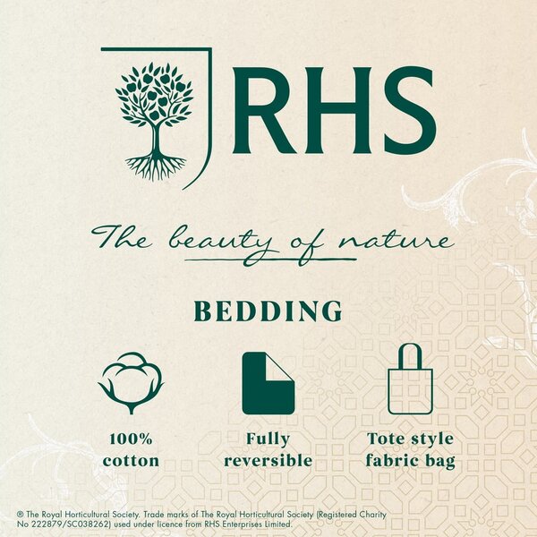 Biancheria da letto bianca/verde in cotone per letto singolo 135x200 cm Scenic Leaves – RHS