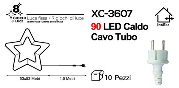 Stella luminosa 50cm da 90 Led Bianco Caldo da esterno Wisdom