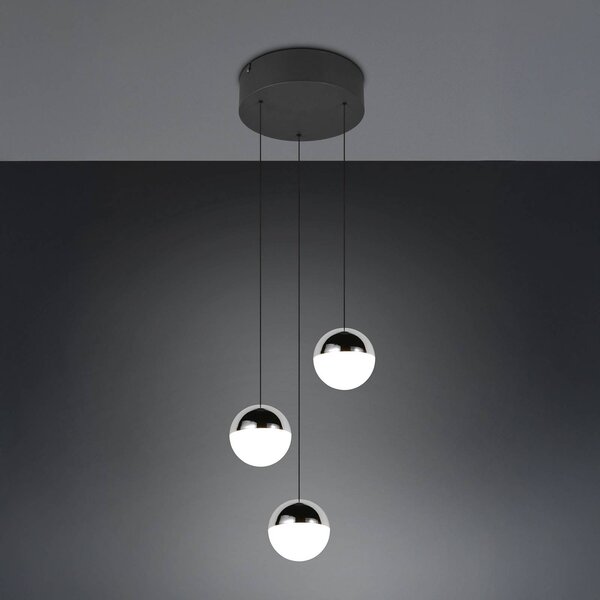 Reality Leuchten Lampada a sospensione Senta, Cromo / Argento, Soggiorno / Sala da pranzo, Plastica, Moderno, Lampada a sospensione