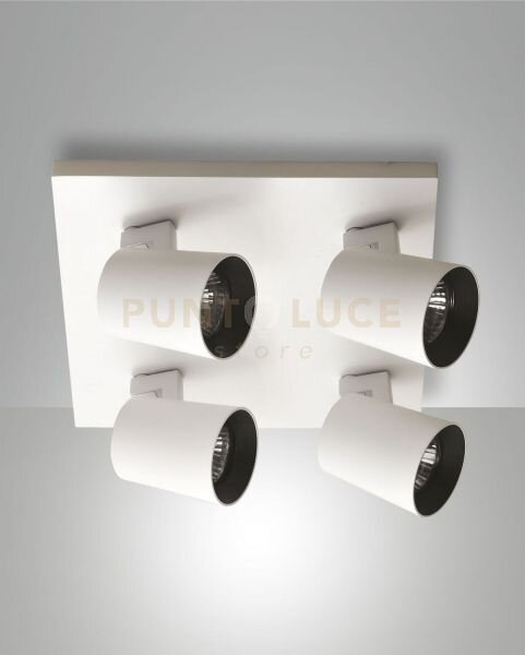 Modo spot bianco 4 luci alluminio spazzolato orientabile attacco 