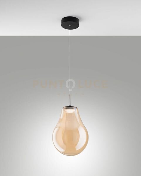 Noa sospensione ambra 1 luce in vetro attacco led cct 14w - 1510 lm