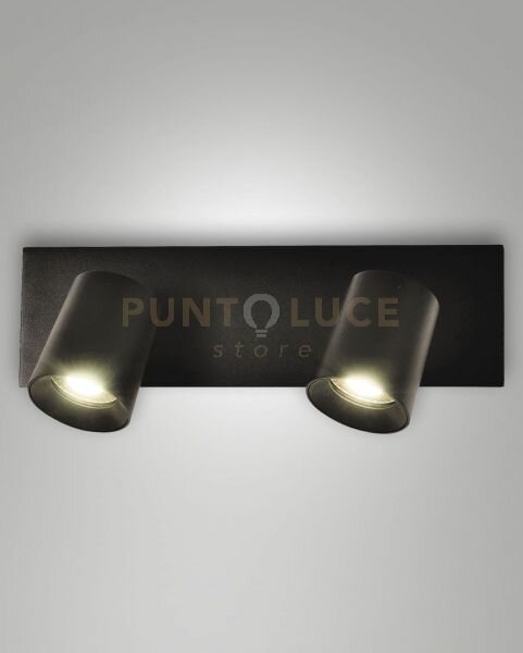 Modo spot nero 2 luci alluminio spazzolato orientabile attacco gu
