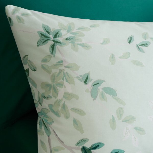 Biancheria da letto bianca/verde in cotone per letto singolo 135x200 cm Scenic Leaves – RHS