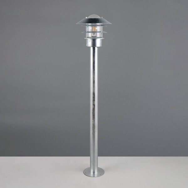 Trio Lighting Lampione Ruvuuma, color zinco, altezza 100 cm, metallo, IP44 dimmerabile, Alluminio / Grigio / Zincato, Metallo