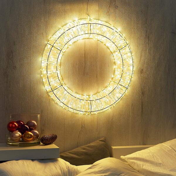 Ghirlanda decorativa luminosa 30cm 600 Led in metallo Bianco Caldo Wisdom