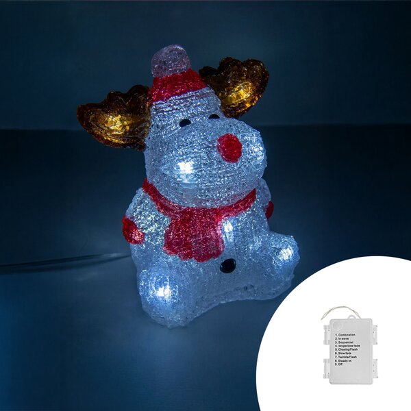 Alce luminosa 3D 30 Led 15cm in acrilico a batteria Wisdom