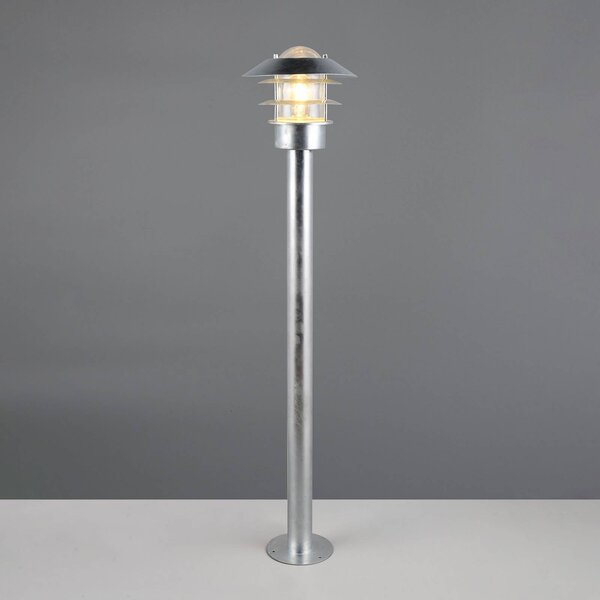 Trio Lighting Lampione Ruvuuma, color zinco, altezza 100 cm, metallo, IP44 dimmerabile, Alluminio / Grigio / Zincato, Metallo