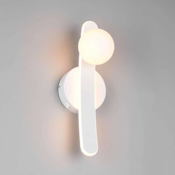 Trio Lighting Applique da parete Napoli, dimmerabile, Bianco / Opale, Soggiorno / Sala da pranzo, Metallo, Moderno, Applique