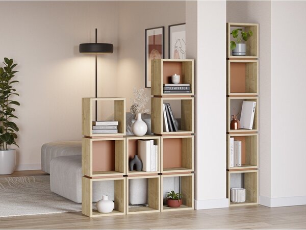 Libreria in rovere decorato color mattone-naturale 32x167 cm Lofty - Marckeric
