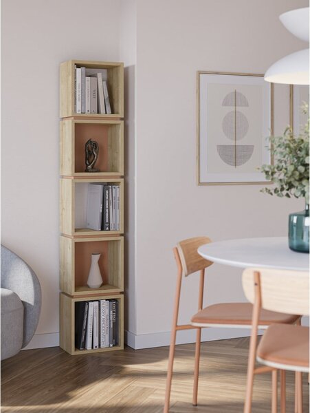 Libreria in rovere decorato color mattone-naturale 32x167 cm Lofty - Marckeric