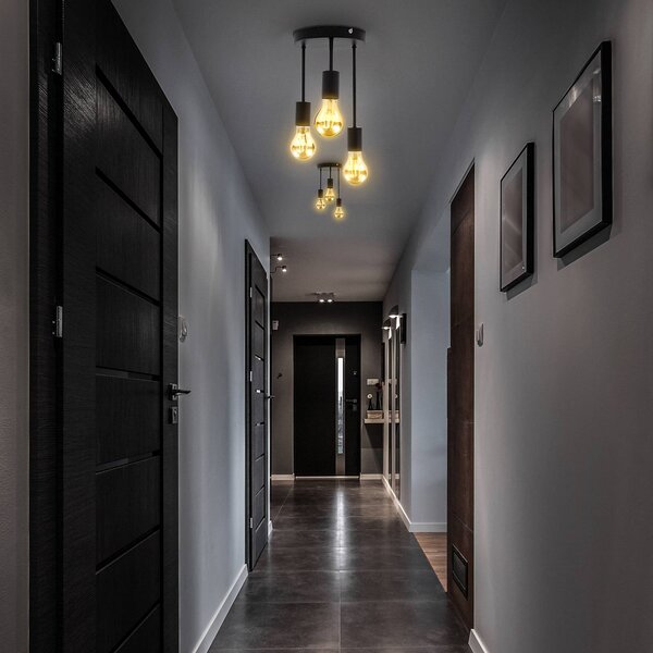 B.K. Licht Plafoniera soffitto Indu, dimmerabile, Nero, Soggiorno / Sala da pranzo, Metallo, Plafoniera