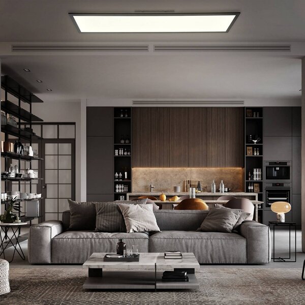 B.K. Licht Pannello LED Odin telecomando CCT, 100 x 25 cm, nero Odin, dimmerabile, Nero, Studio / Ufficio, Metallo, Moderno, Pannello LED