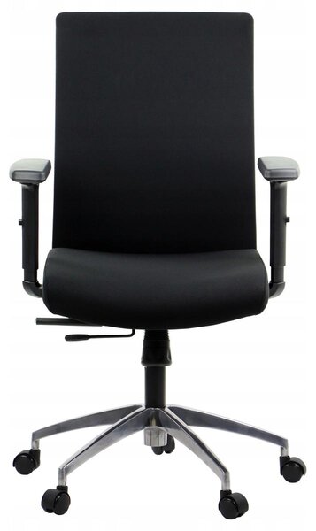 Sedia da ufficio ergonomica girevole RIVERTON F/L/AL, braccioli regolabili, base in alluminio, seduta scorrevole (avanti-indietro), nero