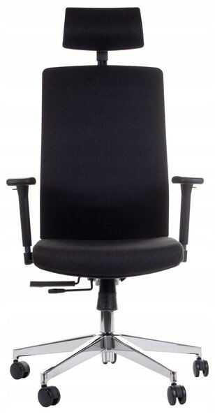 Sedia da ufficio ergonomica girevole ZN-807-C, braccioli regolabili, poggiatesta, base in alluminio, seduta scorrevole (avanti-indietro), nero