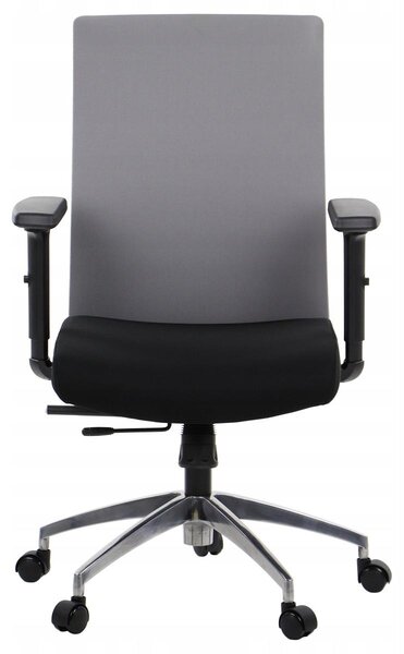 Sedia da ufficio ergonomica girevole RIVERTON F/L/AL, braccioli regolabili, base in alluminio, seduta scorrevole (avanti-indietro), nero/grigio