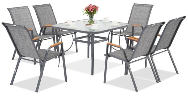 Tavolo da giardino grigio Modena/Bitonto per 6 persone con tavolo quadrato Garden Point