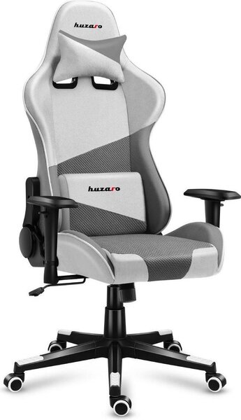 Huzaro Force 6.2 | Sedia da gioco Sedia da ufficio Sedia da scrivania Gamer Tessuto | Poggiatesta regolabile in altezza Supporto lombare | Bianco | Ergonomico