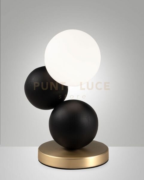 Micky lampada da tavolo nera 1 luce in metallo vetro legno attacco 