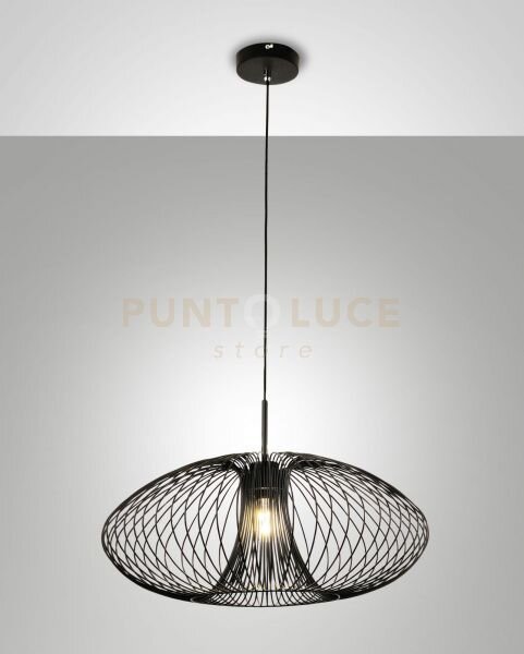 Fassa lampadario a sospensione nera 1 luce attacco e27 d.60cm