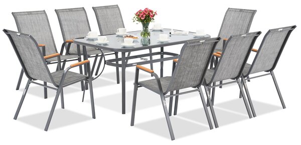 Set di mobili da giardino in metallo Garden Point Modena/Bitonto grigio per 8 persone
