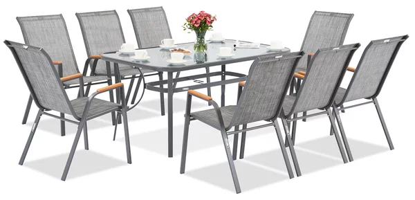 Set di mobili da giardino in metallo Garden Point Modena/Bitonto grigio per 8 persone