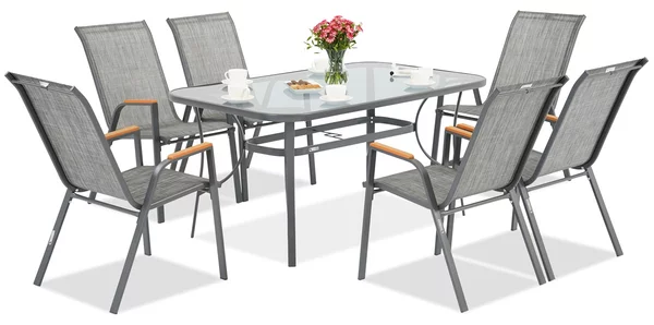 Tavolo Garden Point Modena/Bitonto grigio per 6 persone