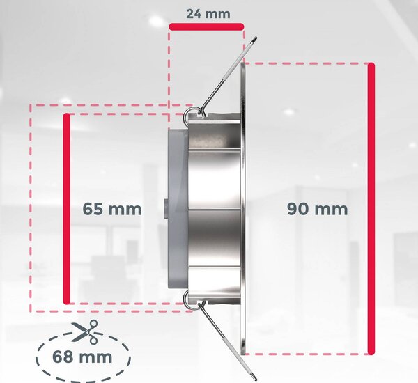 B.K. Licht Set di 12 faretti LED da incasso Slide, nichel opaco, 3.000 K Slide, Alluminio / Grigio / Zincato, Soggiorno / Sala da pranzo, Plastica