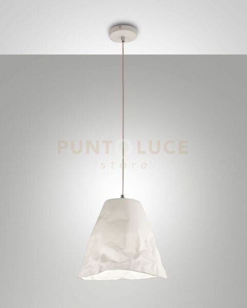 Crumple sospensione bianca 1 luce in metallo e ceramica attacco e27