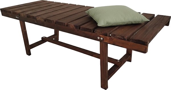 Panchina da giardino Relaxdays, a 2 posti, per terrazza o balcone, senza schienale, in legno di abete, A x L x P: 35 x 110 x 38 cm, panca, marrone