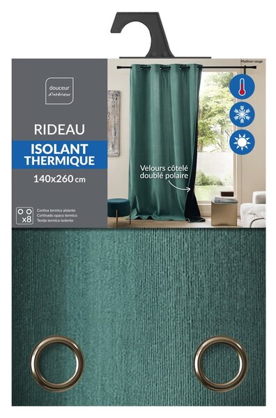 Tenda termoisolante verde in velluto a coste 140x260 cm Madison – douceur d'intérieur