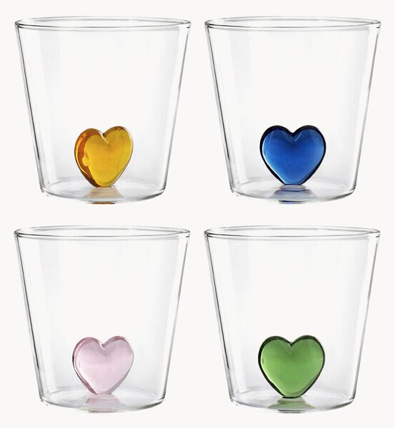 Set di 4 bicchieri in vetro borosilicato Miniature Hearts