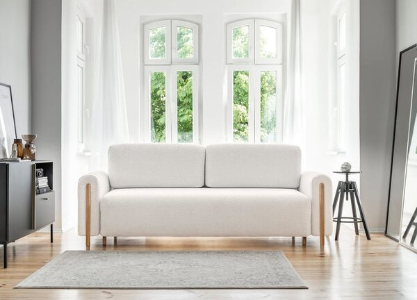 Divano color crema allungabile/con contenitore e rivestimento in bouclé 244 cm Arcadova – ELTAP