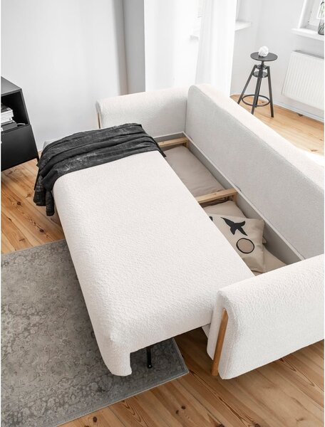 Divano color crema allungabile/con contenitore e rivestimento in bouclé 244 cm Arcadova – ELTAP