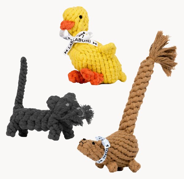 Set di 3 giocattoli per cani annodati fatti a mano Farm
