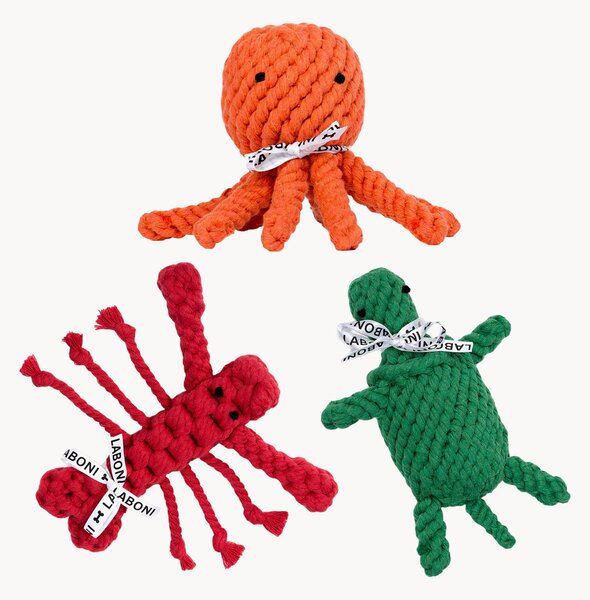 Set di 3 giocattoli per cani annodati fatti a mano Little Ocean