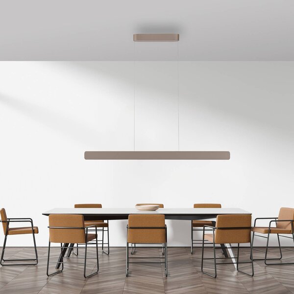 Paul Neuhaus lampada LED a sospensione Q-Stretto, bronzo, 120 cm dimmerabile, Bronzo / Ottone antico, Soggiorno / Sala da pranzo, Metallo, Moderno