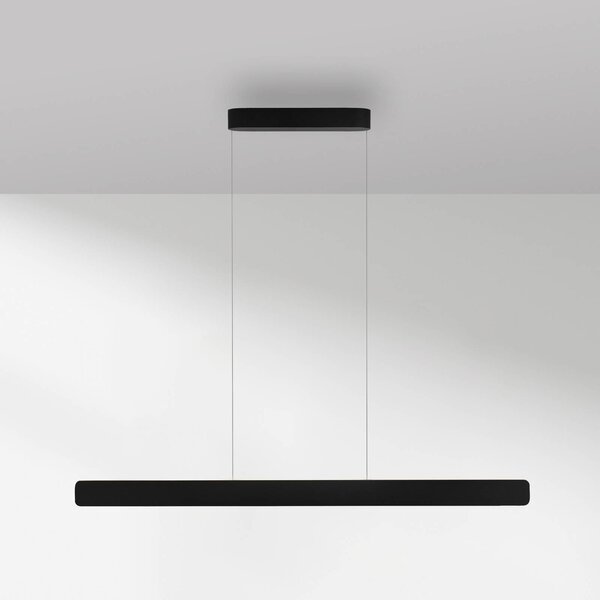 Paul Neuhaus lampada LED a sospensione Q-Stretto, nera, 120 cm dimmerabile, Nero, Soggiorno / Sala da pranzo, Metallo, Moderno