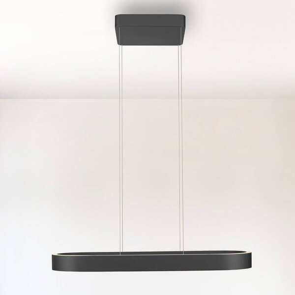 Paul Neuhaus lampada LED a sospensione Q-Stretto, nera, 86,8 cm dimmerabile, Nero, Soggiorno / Sala da pranzo, Metallo, Moderno