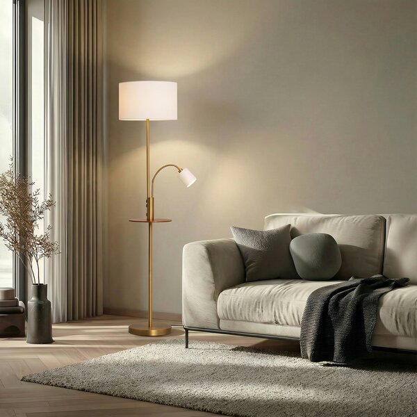Lampada da terra Lindby, Aovan, Bronzo / Ottone anticato, Soggiorno, Metallo, Moderno
