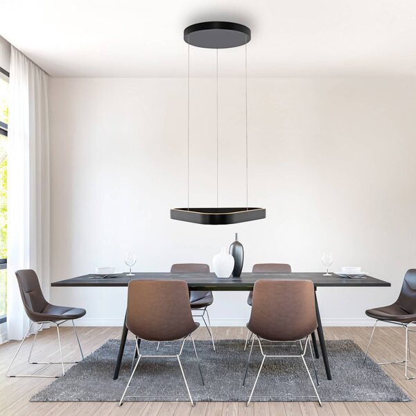 Paul Neuhaus lampada LED a sospensione Q-Stretto, nera, 60 cm dimmerabile, Nero, Soggiorno / Sala da pranzo, Metallo, Moderno
