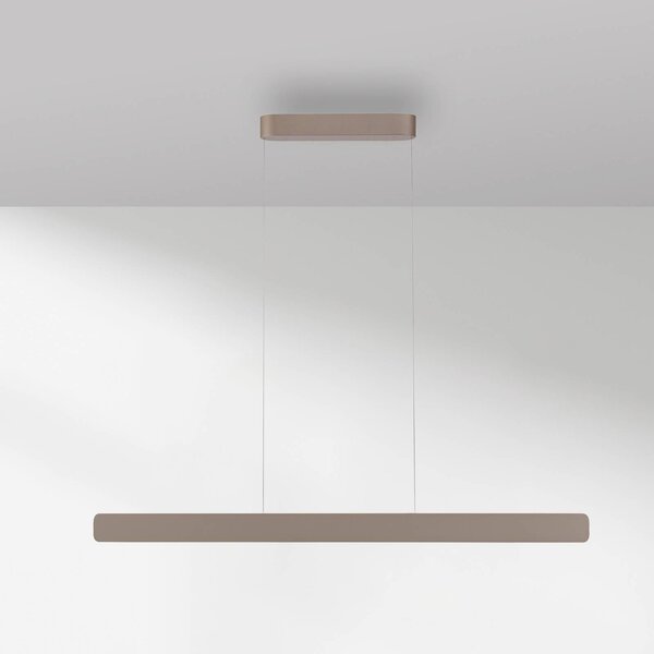 Paul Neuhaus lampada LED a sospensione Q-Stretto, bronzo, 120 cm dimmerabile, Bronzo / Ottone antico, Soggiorno / Sala da pranzo, Metallo, Moderno