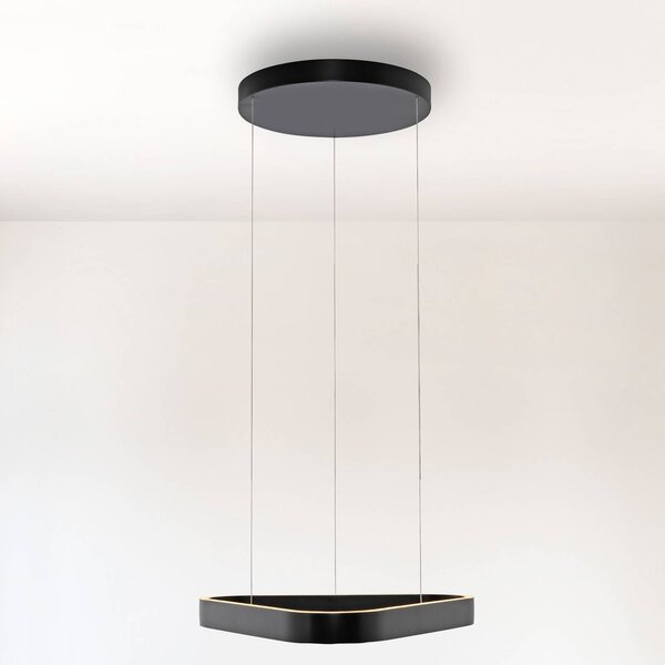 Paul Neuhaus lampada LED a sospensione Q-Stretto, nera, 60 cm dimmerabile, Nero, Soggiorno / Sala da pranzo, Metallo, Moderno
