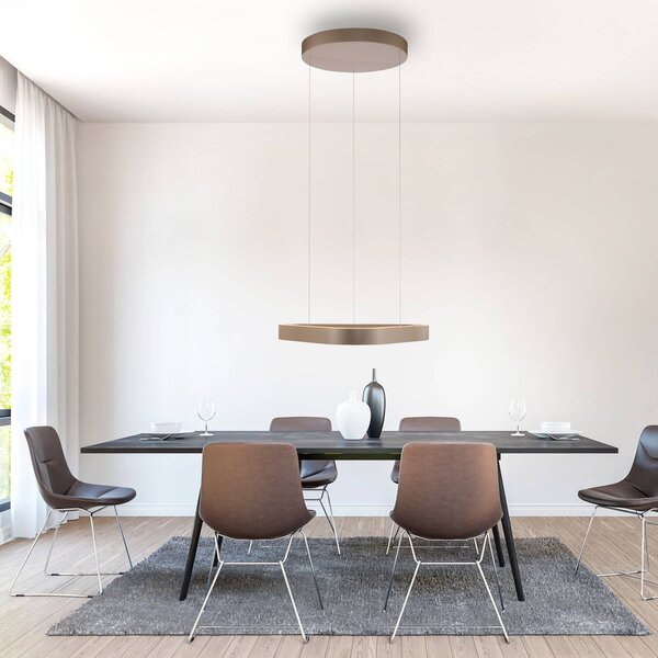 Paul Neuhaus lampada LED a sospensione Q-Stretto, bronzo, 60 cm dimmerabile, Bronzo / Ottone antico, Soggiorno / Sala da pranzo, Metallo, Moderno