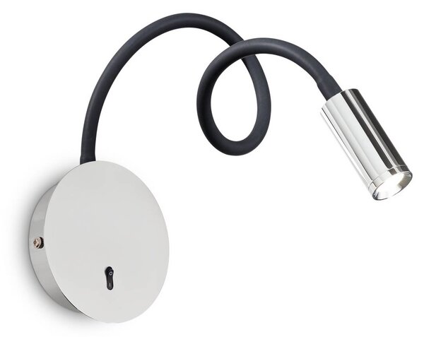 IDEAL LUX Applique da parete a LED Focus 2, Cromo / Argento, Soggiorno / Sala da pranzo, Metallo, Moderno, Applique a LED