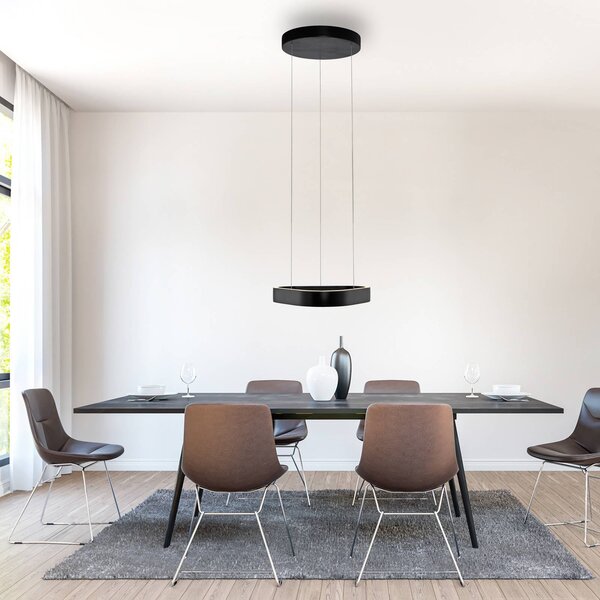 Paul Neuhaus lampada LED a sospensione Q-Stretto, nera, 40,8 cm dimmerabile, Nero, Soggiorno / Sala da pranzo, Metallo, Moderno